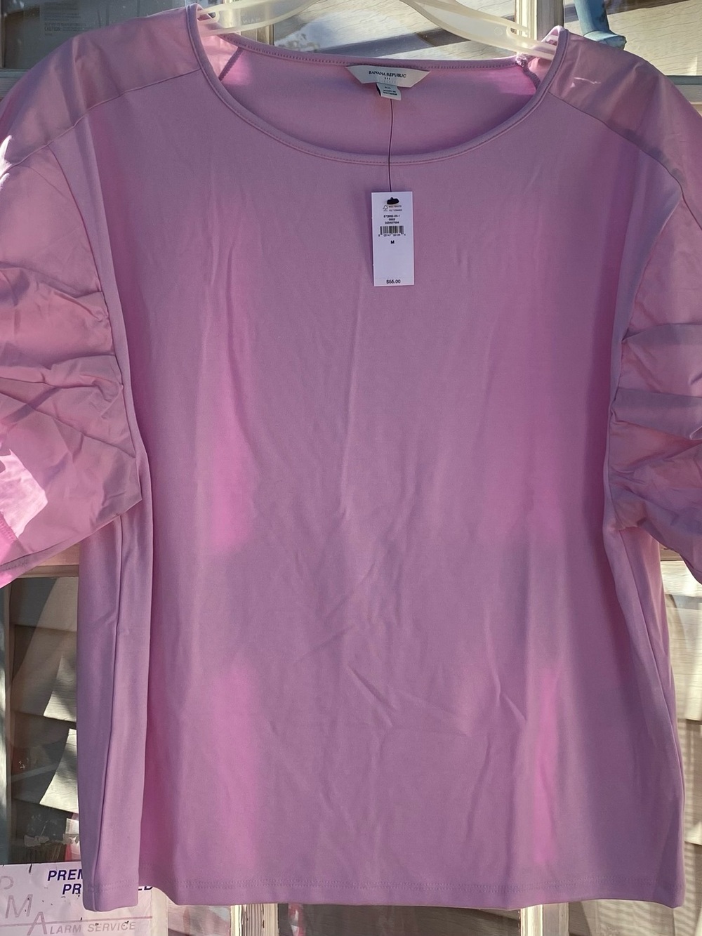 Banana Republic Light Pink Puff-Sleeve Top